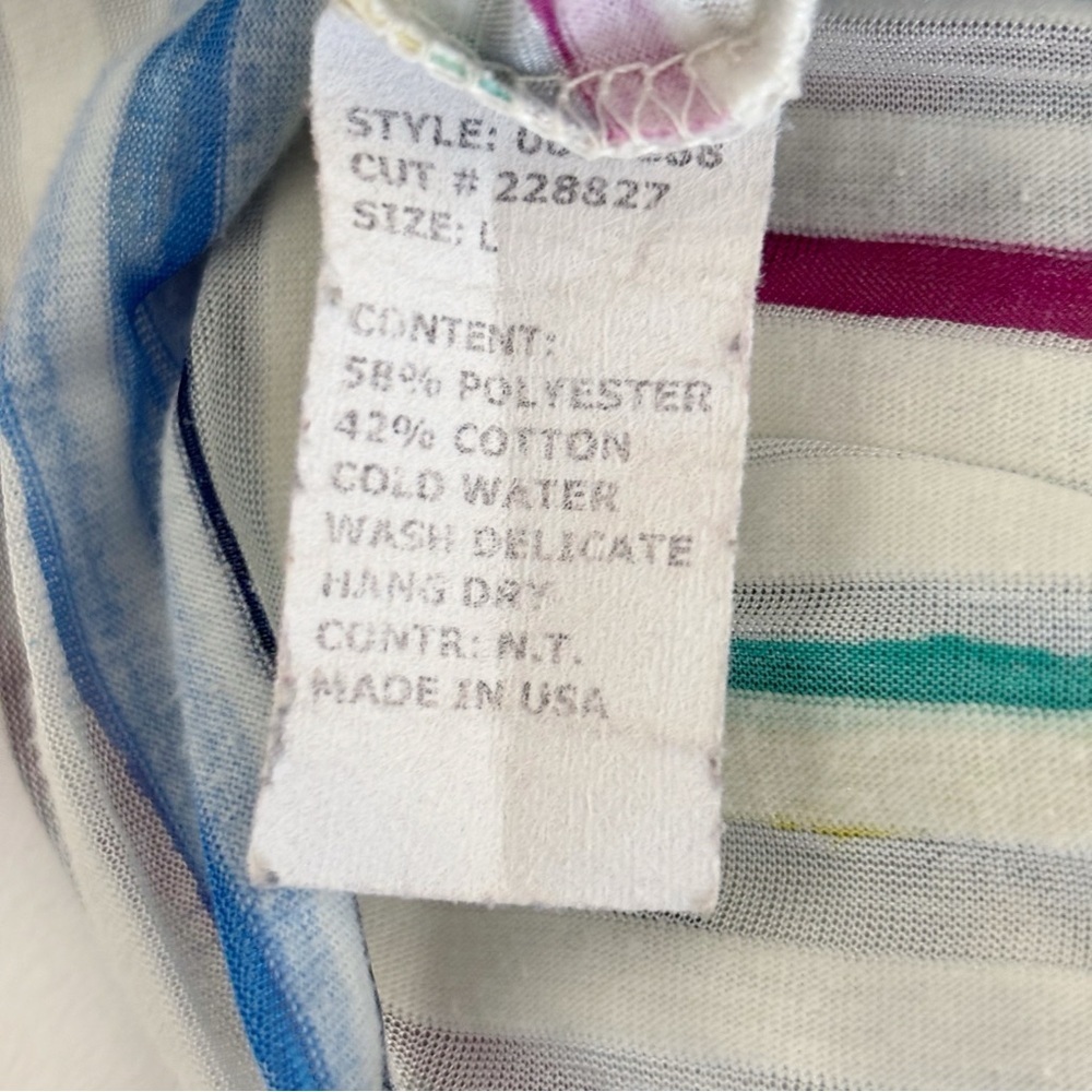 Cut Loose Striped Open Front Cardigan Layering Top Large Coastal Grandma - Picture 6 of 6